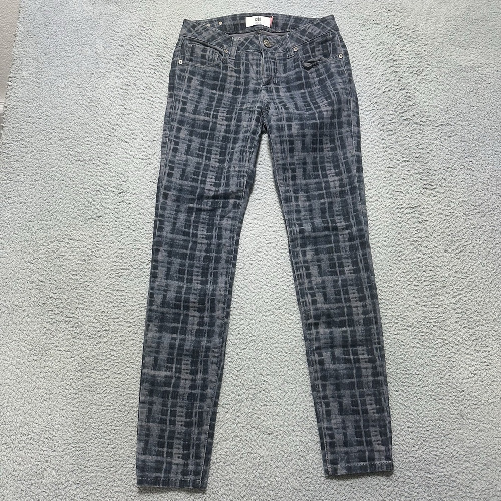 Cabi Jeans Grid Skinny Women's Size 2 Stretch Tie Dye Grey & Blue Style 3047